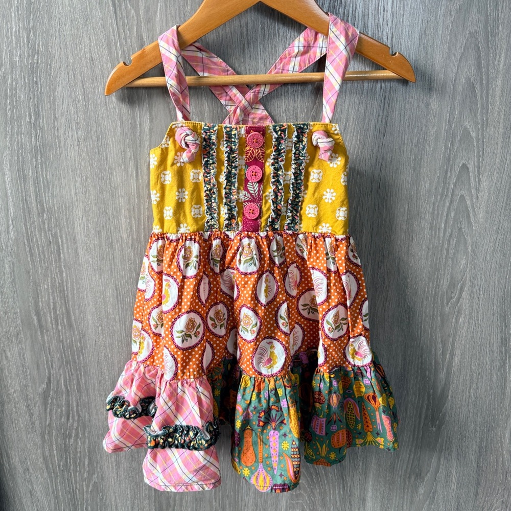 Matilda Jane Dress Girl 2 Multicolor Patchwork Floral Farmcore Boho Cottagecore